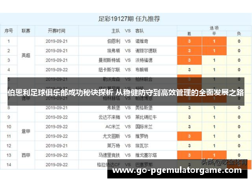 伯恩利足球俱乐部成功秘诀探析 从稳健防守到高效管理的全面发展之路 伯恩利足球俱乐部成功秘诀探析 从稳健防守到高效管理的全面发展之路