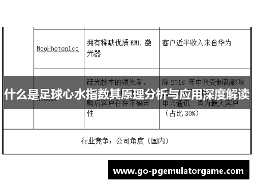 什么是足球心水指数其原理分析与应用深度解读 什么是足球心水指数其原理分析与应用深度解读